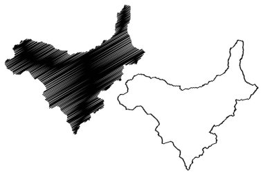 Goms İlçesi (İsviçre, İsviçre Konfederasyonu, Valais veya Wallis Kantonu) harita vektör çizimi, çizim çizimi Bezirk Goms haritası