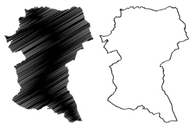 Hinterland Bölgesi (İsviçre, İsviçre Konfederasyonu, Appenzell Ausserrhoden Kantonu veya Appenzell Outer Rhodes) harita vektör çizimi, çizim çizimi Bezirk Hinterland haritası
