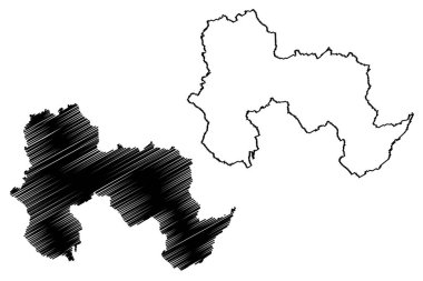 Bremgarten İlçesi (İsviçre, İsviçre Konfederasyonu, Aargau Kantonu) harita vektör ilülasyonu, çizim çizimi Bezirk Bremgarten haritası