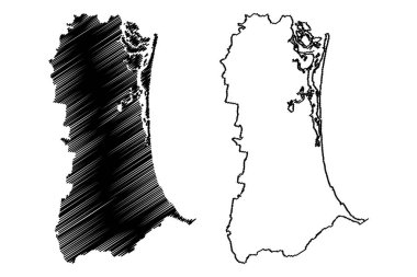 Altın Sahil Şehri (Avustralya Cumhuriyeti, Queensland eyaleti) harita vektör çizimi, çizim Altın Sahil haritası