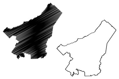 Chaudiere-Appalaches İdari Bölgesi (Kanada, Quebec Eyaleti, Kuzey Amerika) harita vektör çizimi, karalama çizimi Chaudiere-Appalaches haritası