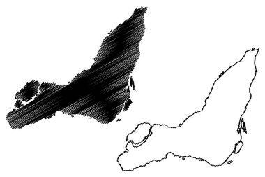 Montreal Yönetim Bölgesi (Kanada, Quebec Eyaleti, Kuzey Amerika) harita vektör çizimi, karalama çizimi Ville de Montreal haritası