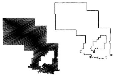 Sudbury Bölgesi (Kanada, Ontario Eyaleti, Kuzey Amerika) harita vektör çizimi, çizim Sudbury haritası