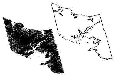 Queens County (Kanada, Prince Edward Adası Eyaleti, Kuzey Amerika) harita vektör çizimi, karalama çizimi Comte de Queens harita