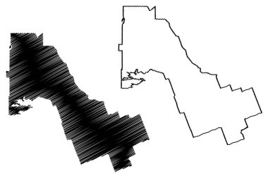 Nipissing Bölgesi (Kanada, Ontario Eyaleti, Kuzey Amerika) harita vektör çizimi, karalama çizimi Nipissing haritası