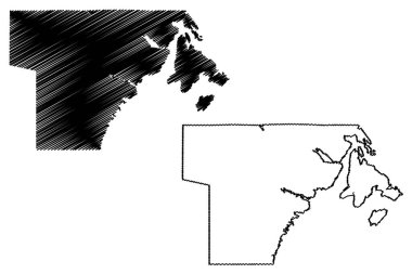Kivalliq Bölgesi (Kanada, Nunavut Bölgesi, Kuzey Amerika) harita vektör çizimi, çizim Kivalliq haritası