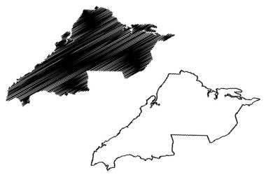 Cumberland İlçesi (Kanada, Nova Scotia Eyaleti, Kuzey Amerika) harita vektör çizimi, çizim Cumberland haritası