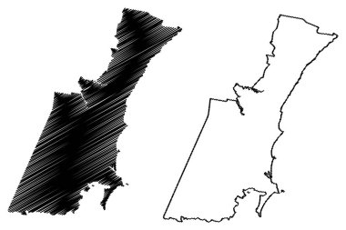 Wollongong şehri (Avustralya Cumhuriyeti, Yeni Güney Galler, NSW) harita vektör çizimi, çizim çizimi Wollongong haritası