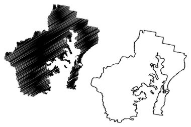 Macquarie Gölü Şehri (Avustralya Cumhuriyeti, Yeni Güney Galler, NSW) harita vektör çizimi, çizim çizimi Macquarie Gölü haritası