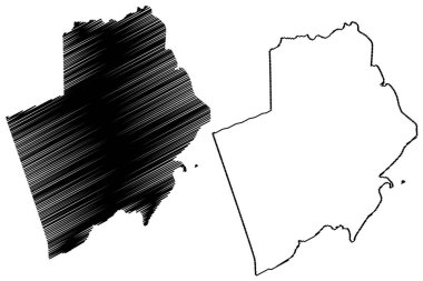 Albert County (Kanada, New Brunswick Eyaleti, Kuzey Amerika) harita vektör çizimi, çizim Albert haritası