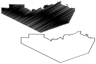 Restigouche İlçesi (Kanada, New Brunswick Eyaleti, Kuzey Amerika) harita vektör çizimi, çizim çizimi Restigouche haritası