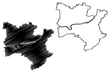 Melk İlçesi (Avusturya Cumhuriyeti veya osterreich, Aşağı Avusturya veya Niedersterreich Eyaleti) harita vektör çizimi, çizim çizimi Bezirk Melk haritası