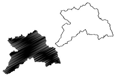 Murau ilçesi (Avusturya Cumhuriyeti veya osterreich, Styria, Steiermark veya tajerska devleti) harita vektör çizimi, karalama çizimi Bezirk Murau haritası