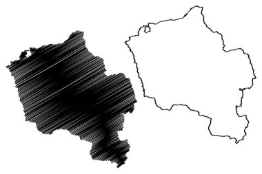 Oberwart İlçesi (Avusturya Cumhuriyeti veya Osterreich, Burgenland Eyaleti) harita vektör ilülasyonu, çizim Bezirk Oberwart haritası