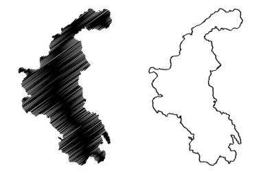 Weiz ilçesi (Avusturya Cumhuriyeti veya osterreich, Styria, Steiermark veya tajerska devleti) harita vektör çizimi, çizim, Bezirk Weiz haritası