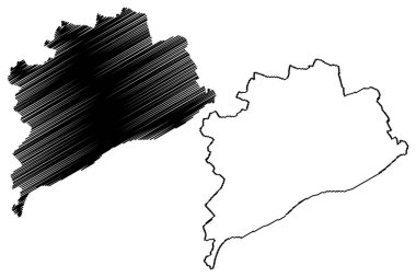 Wels şehir ve ilçesi (Avusturya Cumhuriyeti veya osterreich, Yukarı Avusturya veya Obersterreich eyaleti) harita vektör çizimi, çizim Bezirk Meta-Ws haritası