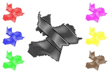 Viana municipality (Espirito Santo state, Municipalities of Brazil, Federative Republic of Brazil) map vector illustration, scribble sketch Viana map