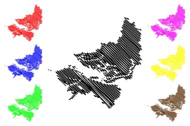 Waddington Dağı 'nın Bölgesel Bölgesi (Kanada, Britanya Kolumbiyası veya BC Eyaleti, Kuzey Amerika) harita vektör çizimi, çizim RDMW haritası