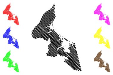 Prince County (Kanada, Prince Edward Adası Eyaleti, Kuzey Amerika) harita vektör çizimi, çizim Comte de Prince haritası