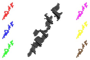 Broye-Vully Bölgesi (İsviçre, İsviçre Konfederasyonu, Vaud Kantonu, Waadt veya Vod) harita vektör çizimi, karalama çizimi Bezirk Broye Vully harita