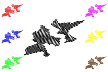 Oberegg Bölgesi (İsviçre, İsviçre Konfederasyonu, Appenzell Innerrhoden Kantonu veya Appenzell Inner-Rhodes) harita vektör çizimi, karalama çizimi Bezirk Oberegg haritası