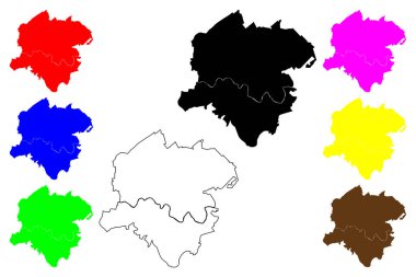 Roanoke şehri, Virginia Eyaleti (Bağımsız şehir, ABD, Amerika Birleşik Devletleri, ABD) harita vektör çizimi, Roanoke haritası