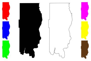 Ferry County, Washington Eyaleti (ABD eyaleti, Amerika Birleşik Devletleri, ABD, ABD) harita vektör çizimi, karalama çizimi feribot haritası