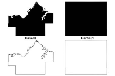 Haskell and Garfield County, Oklahoma State (U.S. county, United States of America, USA, U.S., US) map vector illustration, scribble sketch map clipart