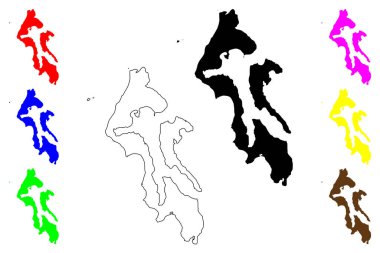 Island County, Washington Eyaleti (ABD eyaleti, Amerika Birleşik Devletleri, ABD, ABD) harita vektör çizimi, çizim ada haritası