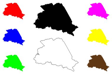Wyoming İlçesi, Batı Virginia Eyaleti (ABD eyaleti, Amerika Birleşik Devletleri, ABD, ABD) harita vektör çizimi, çizim Wyoming haritası