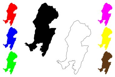 Macapa şehri (Brezilya Federatif Cumhuriyeti, Amap veya Amapa durumu) harita vektör çizimi, çizim Macapa haritası