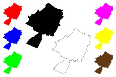 Maringa şehri (Brezilya Federatif Cumhuriyeti, Parana eyaleti) harita vektör çizimi, çizim Maringa haritası