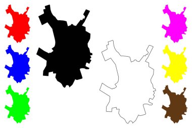 Moji Guacu şehri (Brezilya Federatif Cumhuriyeti, Sao Paulo Eyaleti) harita vektör çizimi, çizim Mogi Guacu veya Moji-Guau haritası