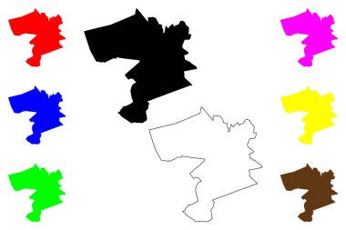 Ourinhos şehri (Brezilya Federatif Cumhuriyeti, Sao Paulo Eyaleti) harita vektör çizimi, çizim Ourinhos haritası