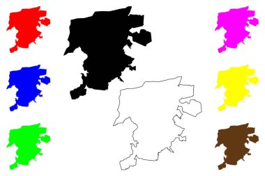 Petropolis Şehri (Brezilya Federatif Cumhuriyeti, Rio de Janeiro eyaleti) harita vektör çizimi, çizim haritası