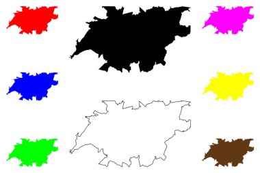 Pocos de Caldas şehri (Brezilya Federatif Cumhuriyeti, Minas Gerais eyaleti) harita vektör çizimi, çizim Pocos de Caldas haritası