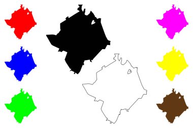 Ribeirao Preto şehri (Brezilya Federatif Cumhuriyeti, Sao Paulo Eyaleti) harita vektör çizimi, çizim çizimi Ribeirao Preto haritası