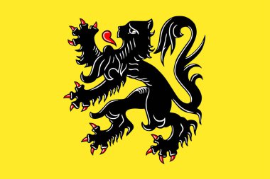 Flaman Bölgesi (Belçika Krallığı) Flanders veya Vlaams Gewest, siyah aslanlı som sarı