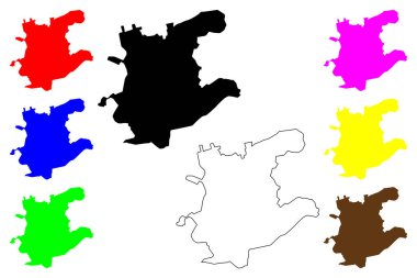 Sorocaba şehri (Brezilya Federatif Cumhuriyeti, Sao Paulo State) harita vektör çizimi, çizim Sorocaba haritası