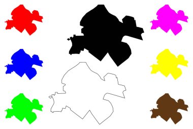 Uruguaiana şehri (Brezilya Federatif Cumhuriyeti, Rio Grande do Sul eyaleti) harita vektör çizimi, çizim çizimi Uruguaiana haritası