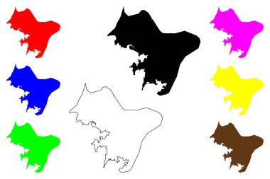 Cienfuegos şehri (Küba Cumhuriyeti) harita vektör çizimi, çizim Cienfuegos haritası