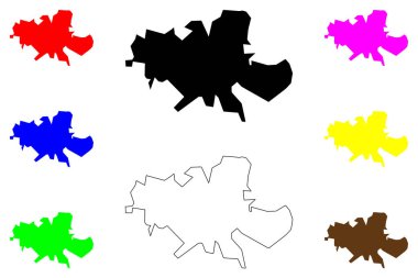 Azua şehri (Dominik Cumhuriyeti, Hispaniola) harita vektör illüstrasyonu, çizim Azua de Compostela haritası