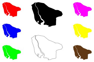 San Pedro de Macoris şehri (Dominik Cumhuriyeti, Hispaniola) harita vektör çizimi, çizim haritası
