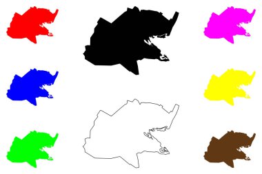 İsmail Şehri (Mısır Arap Cumhuriyeti, İsmail Valiliği) harita vektör çizimi, çizim haritası