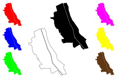 Minya şehri (Mısır Arap Cumhuriyeti, Minya Valiliği) harita vektör illüstrasyonu, çizim haritası