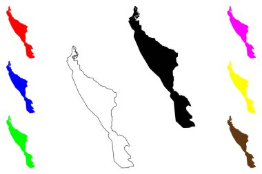 Hurghada şehri (Mısır Arap Cumhuriyeti, Kızıldeniz Valiliği) harita vektör çizimi, çizim çizimi Hurghada haritası