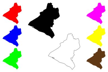 Qena şehri (Arap Mısır Cumhuriyeti, Qena Valiliği) harita vektör çizimi, çizim çizimi Kaine, Caene veya Maximianopolis haritası