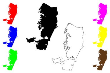 Tampere şehri (Finlandiya Cumhuriyeti, Pirkanmaa Bölgesi) harita vektör çizimi, çizim Tammerfors haritası