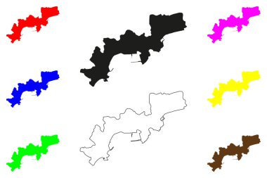 Kavala kenti (Yunanistan, Yunanistan Cumhuriyeti, Doğu Makedonya ve Trakya bölgesi) harita vektör çizimi, çizim Kavala haritası