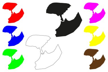 Puerto Cortes şehri (Honduras Cumhuriyeti, Corts Departmanı) harita vektör illüstrasyonu, çizim Puerto Corts veya Puerto de Caballos haritası,